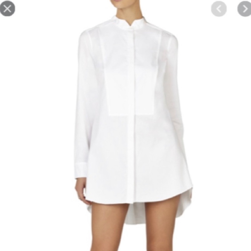 BCBG Casie White Tuxedo Shirt Dress SIZE XXS
